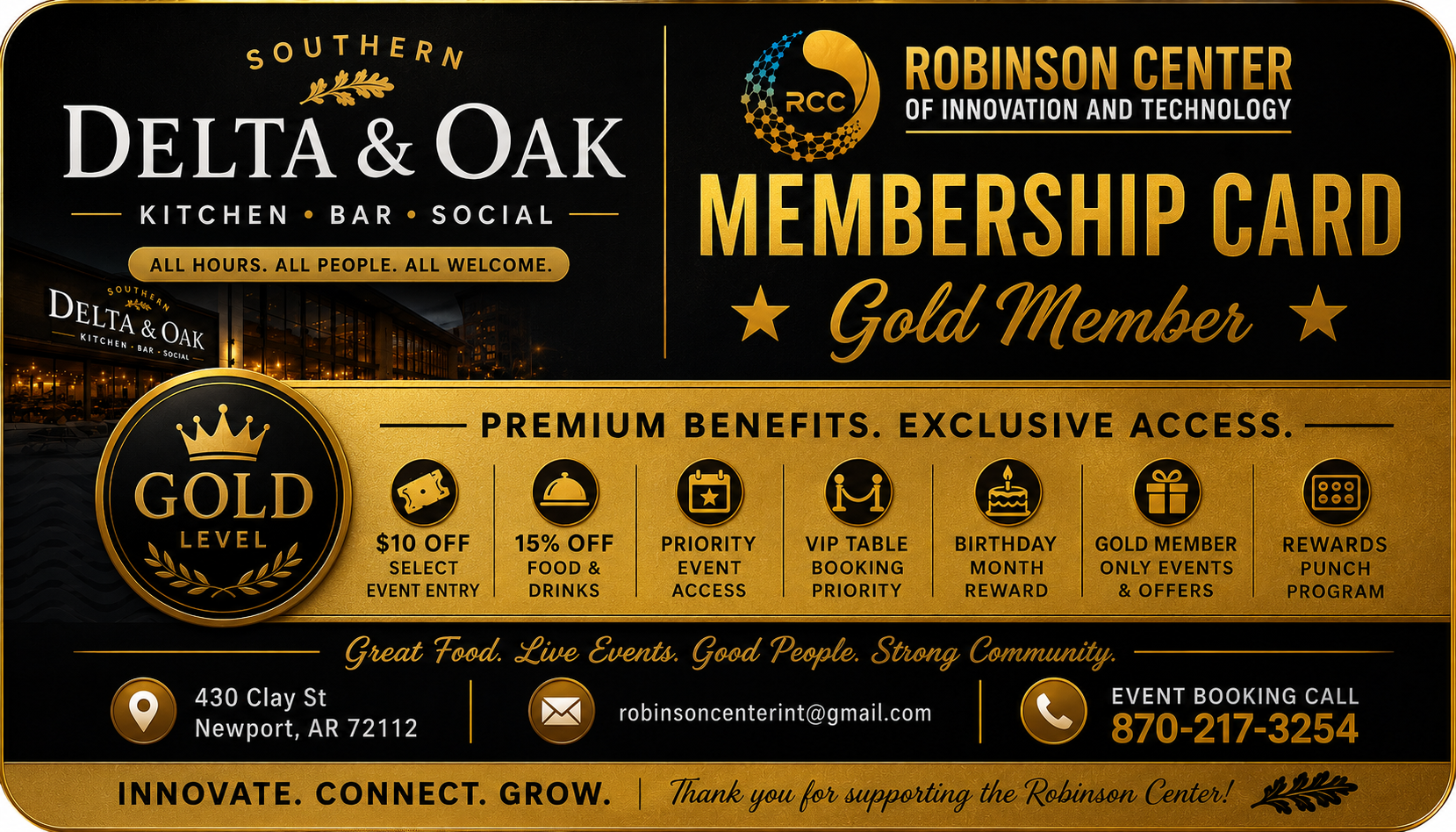 Southern Delta & Oak Gold membership card
