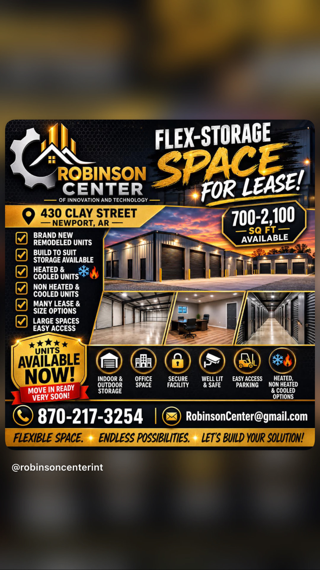 Flex-storage space for lease at 430 Clay Street, Newport, AR — 700 to 2,100 sq ft units