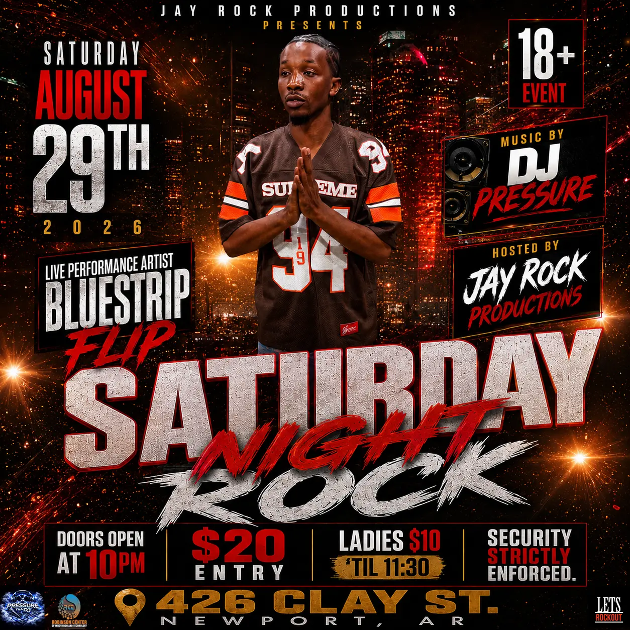 Saturday Night Rock event flyer
