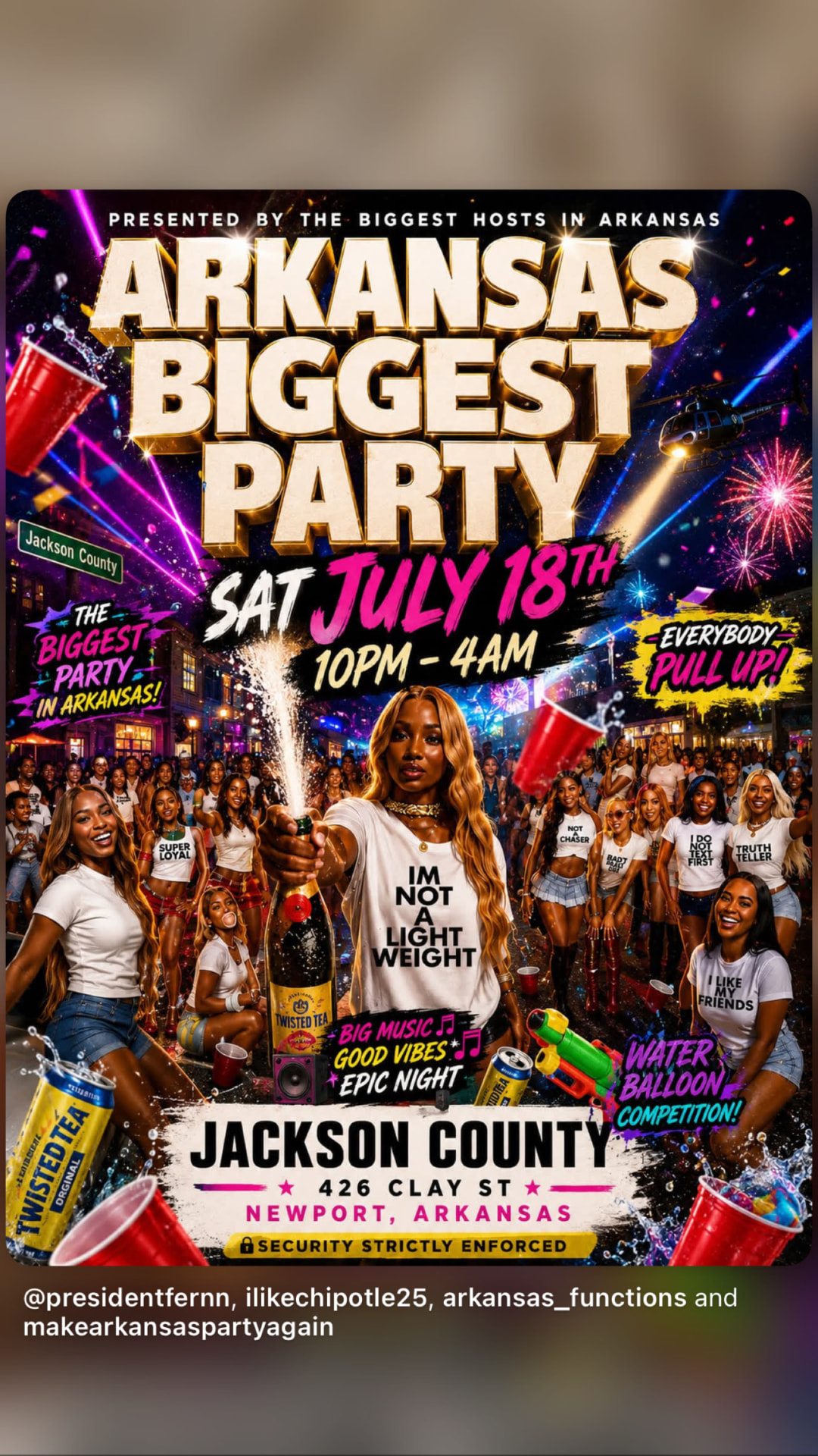 Arkansas Biggest Party flyer